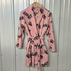 Juicy Couture Crown Soft Plush Pink Bathrobe Women Small Medium Sleepwear